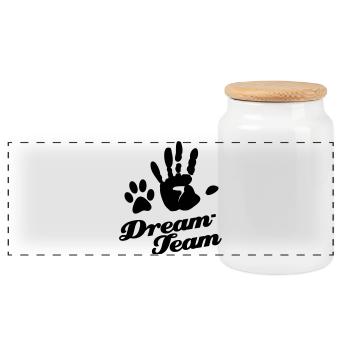Dream Team Animal Lovers Paw - Boîte à biscuits avec couvercle en bois - blanc - Devant