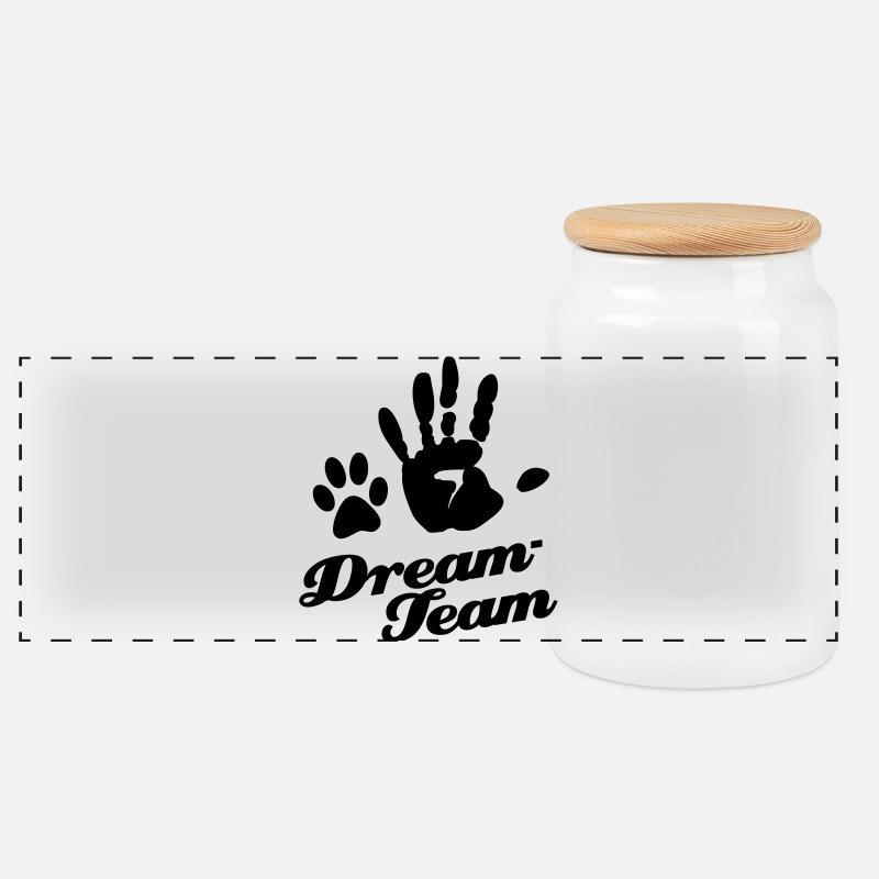 Dream-Team Tierliebhaber Pfote - Panorama Keksdose mit Holzdeckel - Weiß