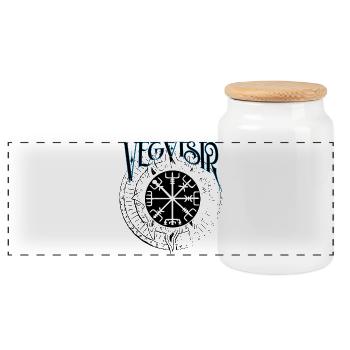 Vikings vegvisir Ragnars Rabe Gross - Panorama Keksdose mit Holzdeckel - Weiß - Vorne