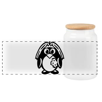 pingouin mariée - Boîte à biscuits avec couvercle en bois - blanc - Devant