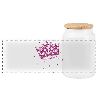 Prinzessinnen Krone mit Glitter - Panorama Keksdose mit Holzdeckel - Weiß - Vorne
