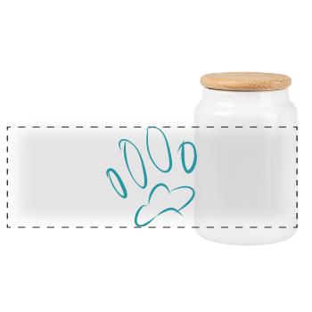 Pied-pied chien - Boîte à biscuits avec couvercle en bois - blanc - Devant
