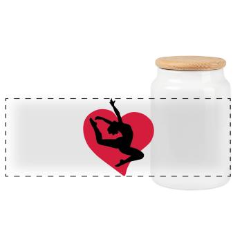 I love dancing - Ich liebe tanzen - Panorama Keksdose mit Holzdeckel - Weiß - Vorne