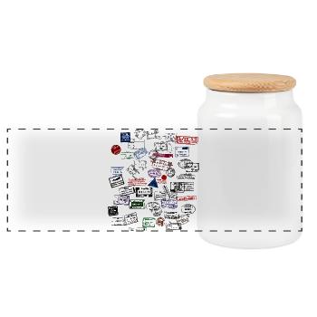 Globetrotter II - Panoramic Cookie Jar with Wooden Lid - white - Front