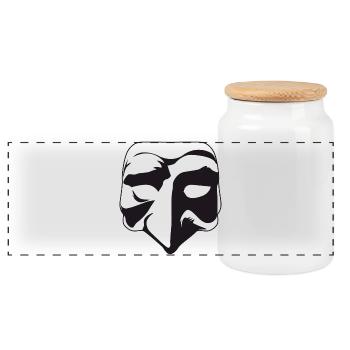 Pulcinella - Naples Karnevalsmaske - Panorama Keksdose mit Holzdeckel - Weiß - Vorne