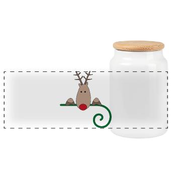 Christmas - Panoramic Cookie Jar with Wooden Lid - white - Front