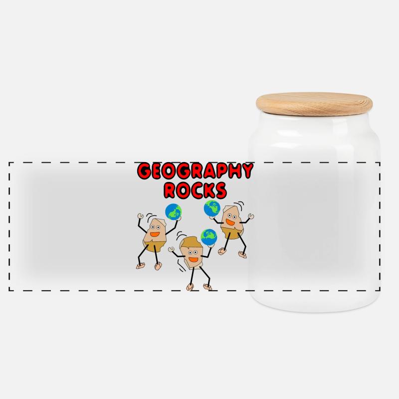 Geography Rocks - Panoramic Cookie Jar with Wooden Lid - white