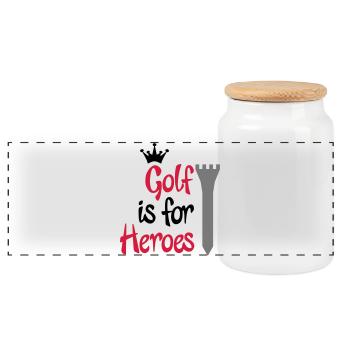 golf - Panoramic Cookie Jar with Wooden Lid - white - Front