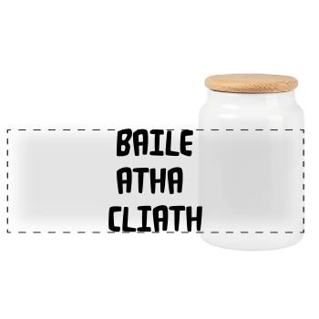 Baile Atha Cliath - Panoramic Cookie Jar with Wooden Lid - white - Front
