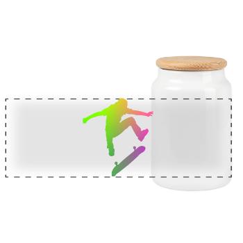 Skater - Panoramic Cookie Jar with Wooden Lid - white - Front