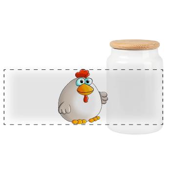 Douce poule - Boîte à biscuits avec couvercle en bois - blanc - Devant