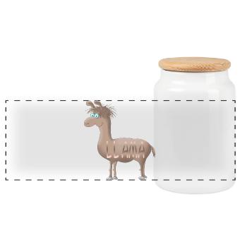 Llama - Panorama Keksdose mit Holzdeckel - Weiß - Vorne
