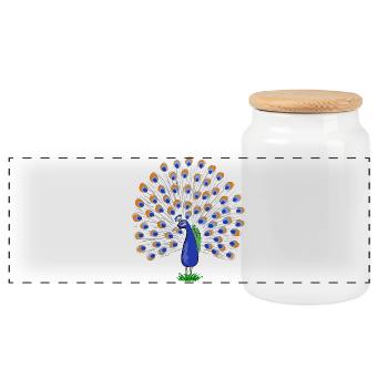 Illustration de plume de paon colorée - Boîte à biscuits avec couvercle en bois - blanc - Devant