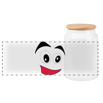 comic - Panoramic Cookie Jar with Wooden Lid - white - Front