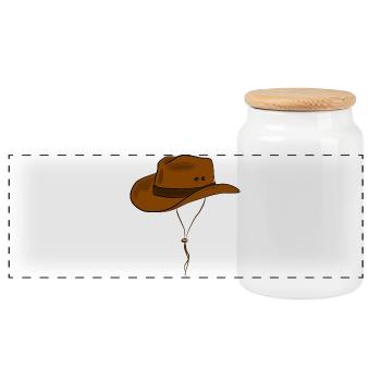 Cowboyhut Western - Panorama Keksdose mit Holzdeckel - Weiß - Vorne
