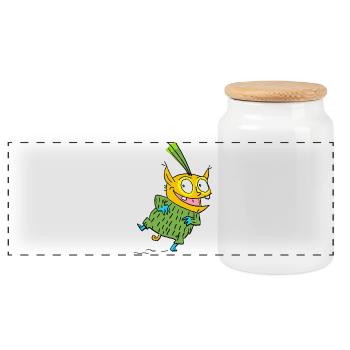 Do not be afraid. Monster t-shirt for children - Panoramic Cookie Jar with Wooden Lid - white - Front
