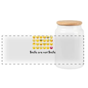 Smilie - Panoramic Cookie Jar with Wooden Lid - white - Front