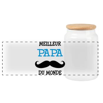 Bester Papa der Welt - Panorama Keksdose mit Holzdeckel - Weiß - Vorne