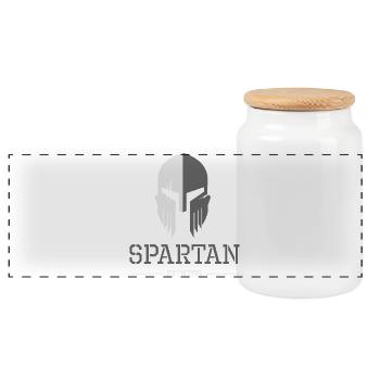 Spartaner Fitness Gym Symbol Sport Helm Gladiator - Panorama Keksdose mit Holzdeckel - Weiß - Vorne