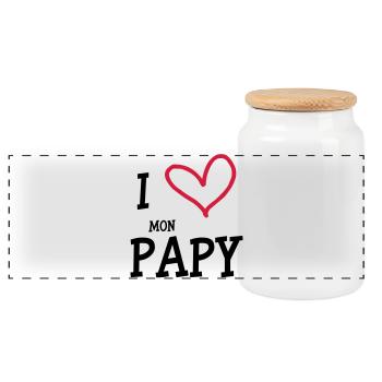 I Love mon Papy - Boîte à biscuits avec couvercle en bois - blanc - Devant