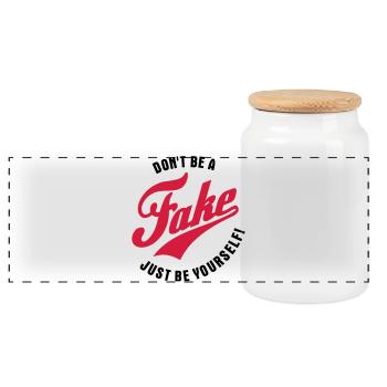 Ne soyez pas un faux - Soyez simplement vous-même - Boîte à biscuits avec couvercle en bois - blanc - Devant