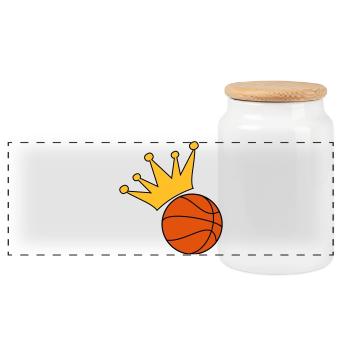 Basketball - Panoramic Cookie Jar with Wooden Lid - white - Front