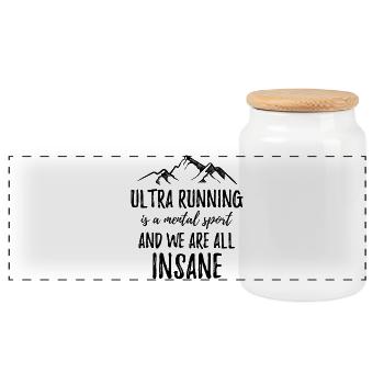 Ultra Running est un sport mental et nous sommes tous fous - Boîte à biscuits avec couvercle en bois - blanc - Devant