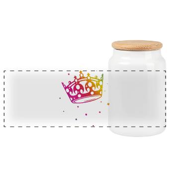 Krone Glitter Regenbogen Love CSD LGBT - Panorama Keksdose mit Holzdeckel - Weiß - Vorne