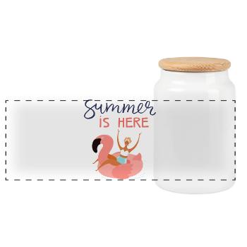 summer is here - Panoramic Cookie Jar with Wooden Lid - white - Front