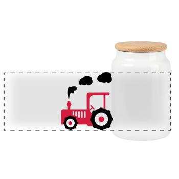 tracteur - Boîte à biscuits avec couvercle en bois - blanc - Devant