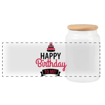 Happy birthday to me! - Boîte à biscuits avec couvercle en bois - blanc - Devant