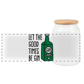 Let the good times be gin - Panorama Keksdose mit Holzdeckel - Weiß - Vorne