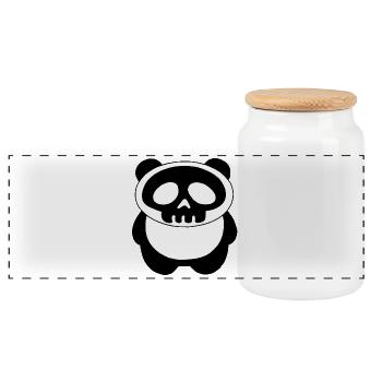 Panda skull - Panoramic Cookie Jar with Wooden Lid - white - Front