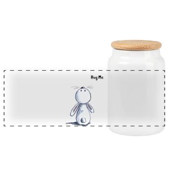 Hug Me Kaninchen - Panorama Keksdose mit Holzdeckel - Weiß - Vorne