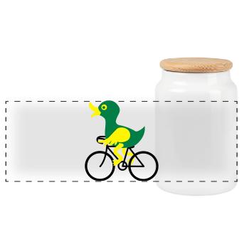 bike - Panoramic Cookie Jar with Wooden Lid - white - Front