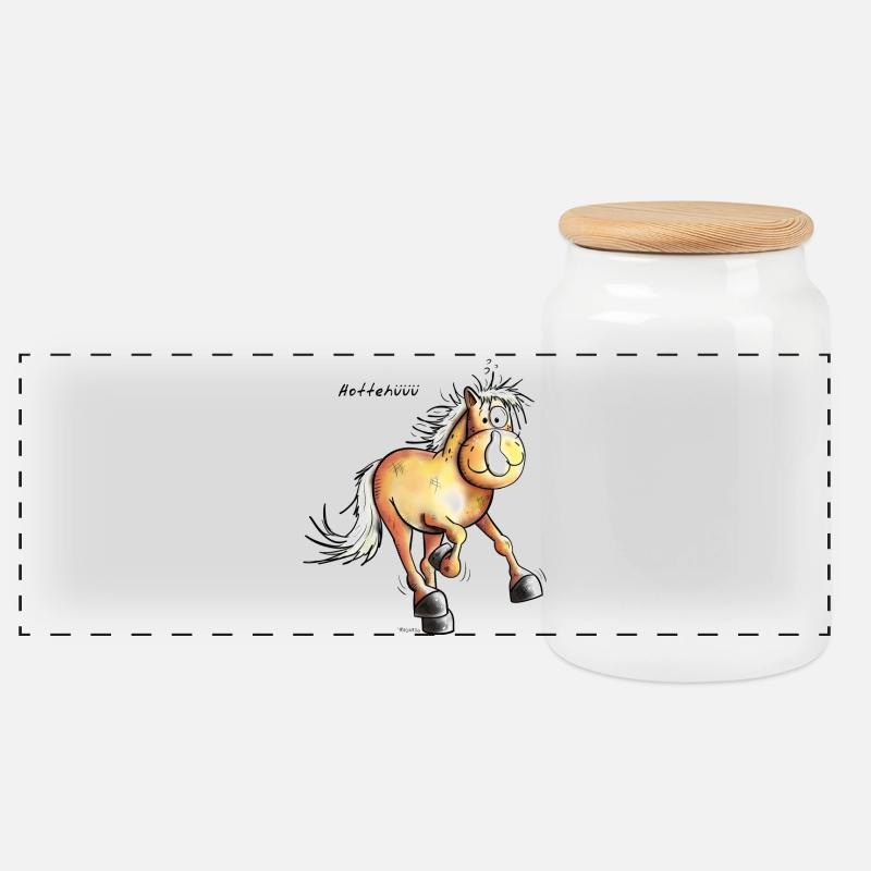 Pferdchen läuft - Pferd - Pferde - Fuchs - Fohlen - Panorama Keksdose mit Holzdeckel - Weiß