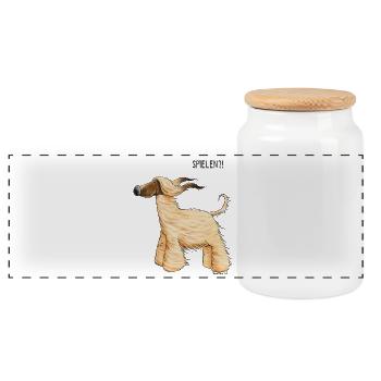 Süßer Afghanischer Windhund - Afghan - Hund - Panorama Keksdose mit Holzdeckel - Weiß - Vorne