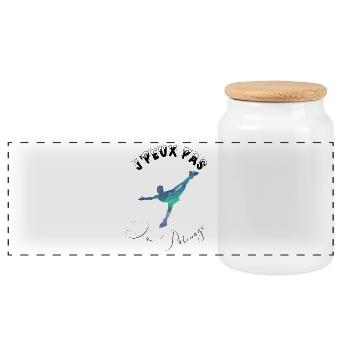 j'peux pas j'ai patinage - Boîte à biscuits avec couvercle en bois - blanc - Devant
