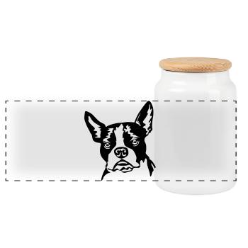 Boston Terrier - Panorama Keksdose mit Holzdeckel - Weiß - Vorne