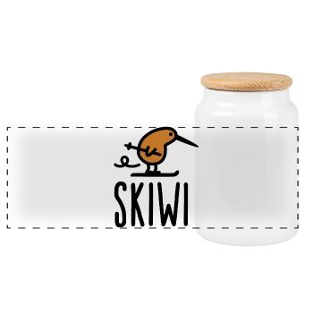 Skiwi marrant kiwi oiseau Nouvelle-Zélande dessin - Boîte à biscuits avec couvercle en bois - blanc - Devant