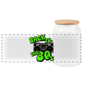 Back to the 80s Boombox Neon - Panoramic Cookie Jar with Wooden Lid - white - Front