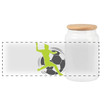 Le foot féminin | Footballeur - Boîte à biscuits avec couvercle en bois - blanc - Devant