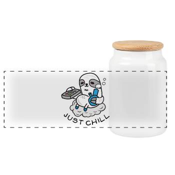 Sloth Sloth Sloth - Dessin BD - Bong - Boîte à biscuits avec couvercle en bois - blanc - Devant