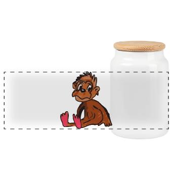 singe singe - Boîte à biscuits avec couvercle en bois - blanc - Devant