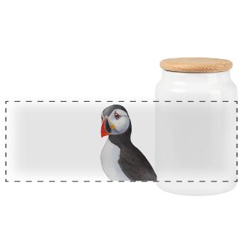 Puffin der Papageientaucher - Arten Garten - Panorama Keksdose mit Holzdeckel - Weiß - Vorne