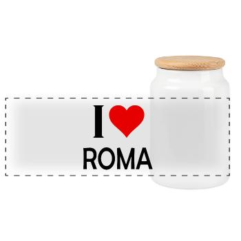 I love Roma - Panorama Keksdose mit Holzdeckel - Weiß - Vorne