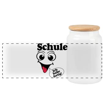 Abschluß , Schule ich habe fertig (25) - Panorama Keksdose mit Holzdeckel - Weiß - Vorne