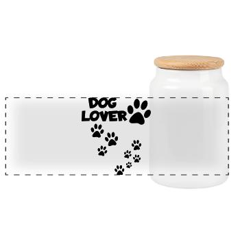 Dog lover, animal lover, dog, paws # - Panoramic Cookie Jar with Wooden Lid - white - Front