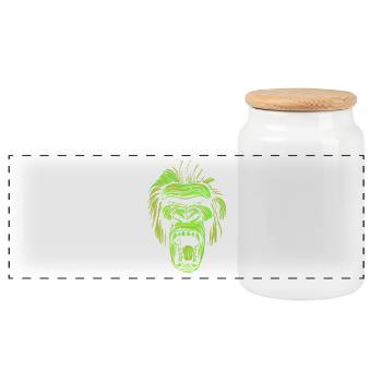 Screaming gorilla head in neon style - Panoramic Cookie Jar with Wooden Lid - white - Front