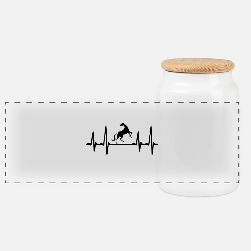 Stroke Horse - Panoramic Cookie Jar with Wooden Lid - white